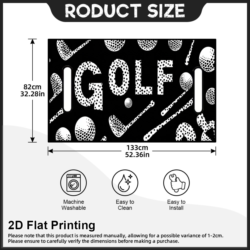 TEMU (2d Flat) 1pc Universal Golf Cart Seat Cover, Golf Clubs And Balls Printed, Installation, Outdoor Heat Insulation, Fits Most Golf Carts, Ideal