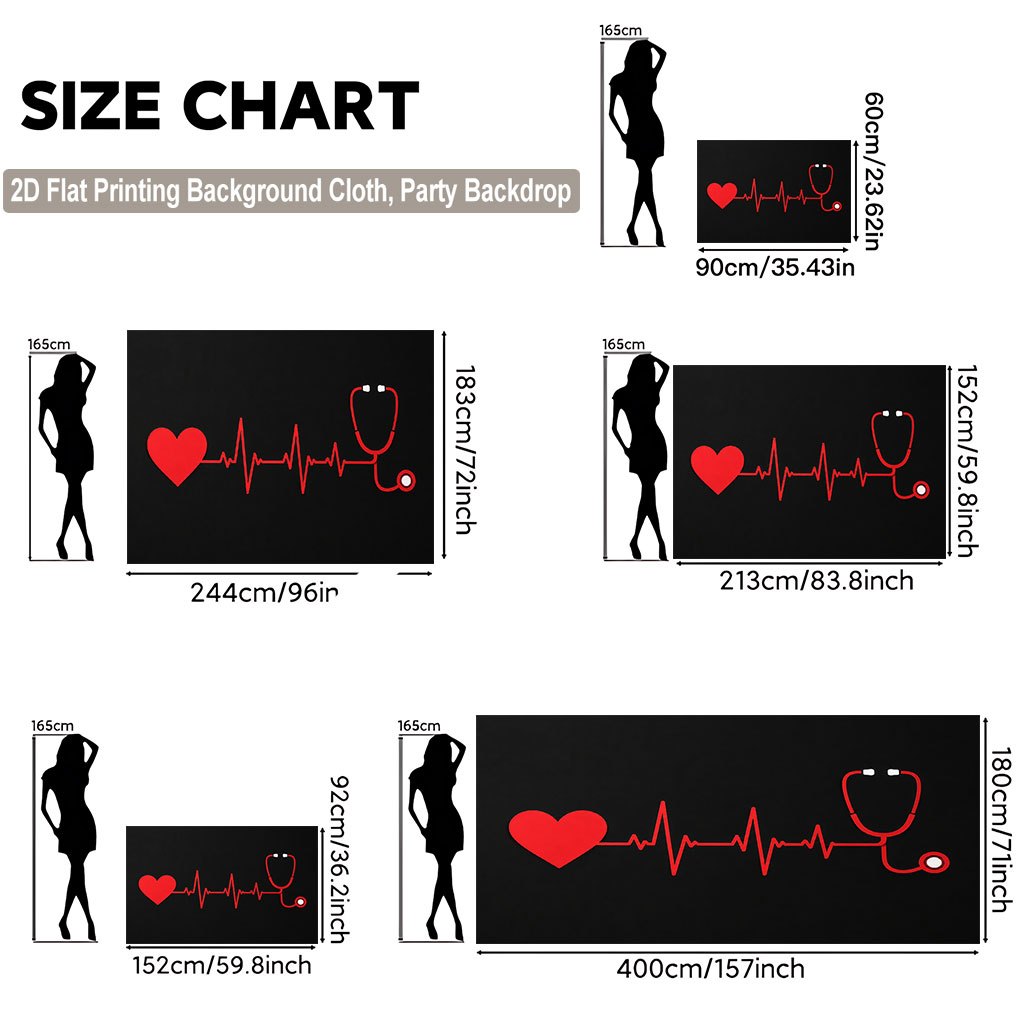 TEMU 2d Flat, 2d Flat Printing Backdrop Banner 1pc, Heartbeat Links Red Stethoscope Background Cloth Banner, A 2d Flat Composition For Parties,