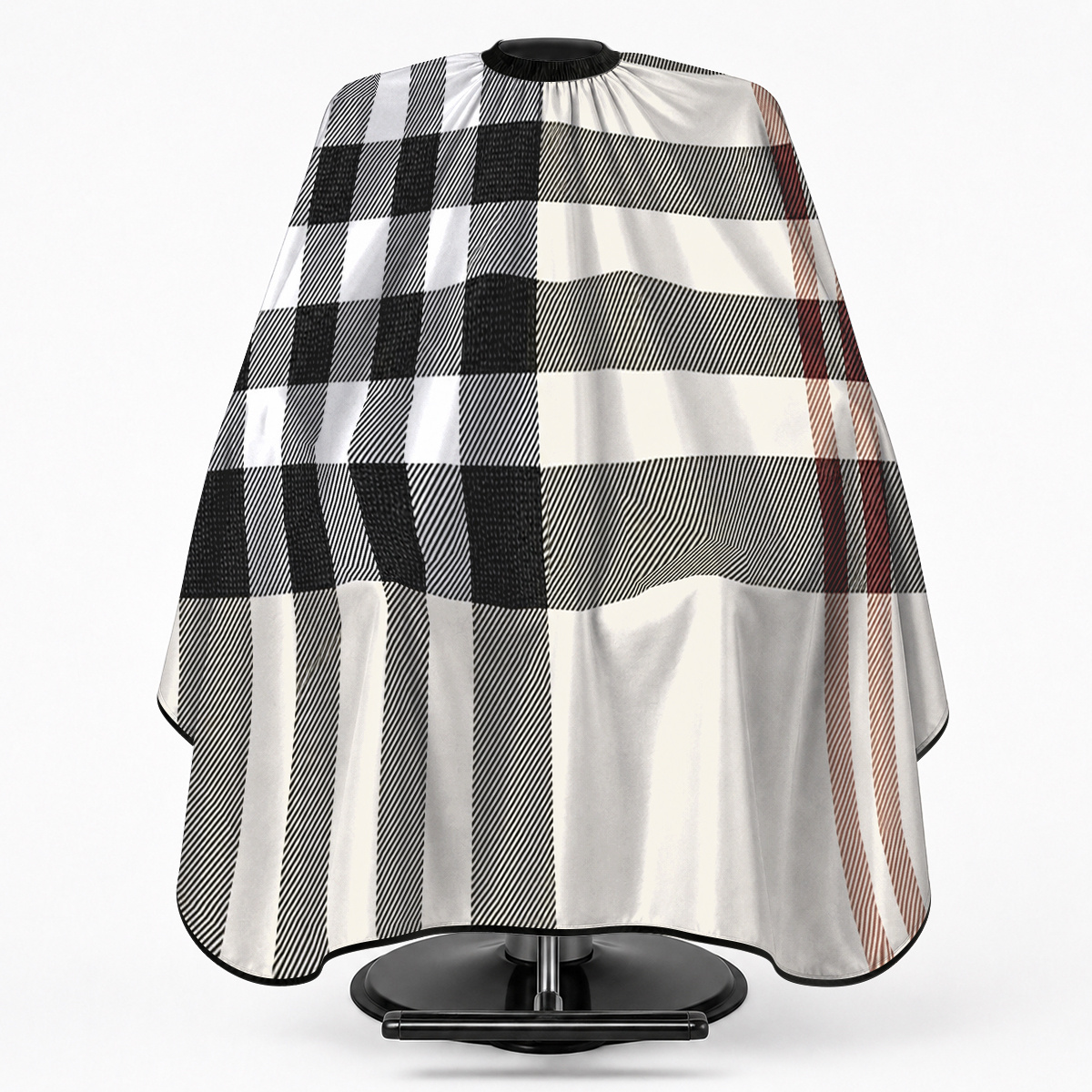TEMU 1pc Cream Vintage Tartan Barber Cape With Elastic Band - Retro Plaid Hair Cutting Bib Suitable For , Lightweight Salon Hair Bib For Hair
