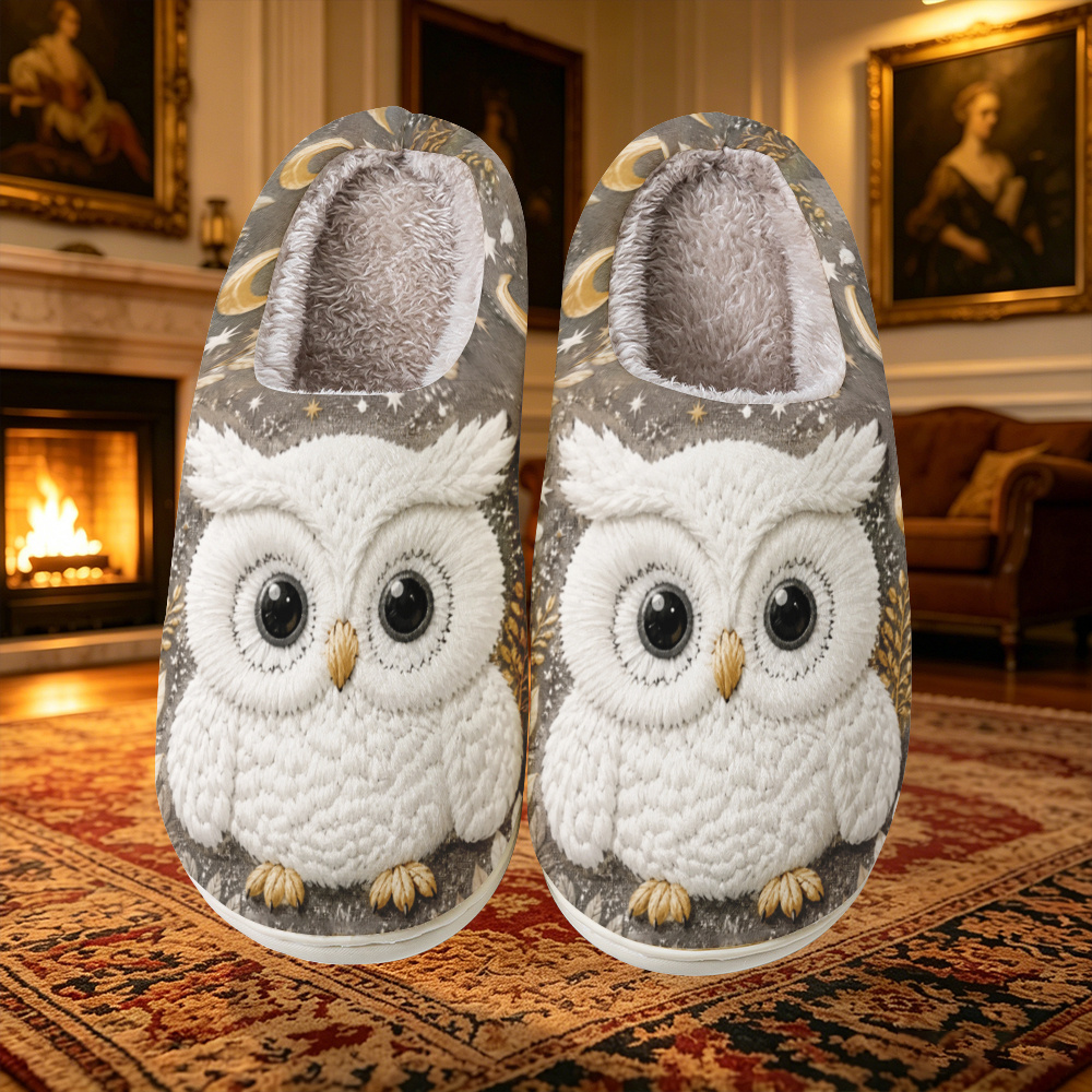 TEMU Owl, Star, Moon, And Leaf Pattern Women's Fashionable, Elegant, And Minimalist Slippers, Unisex, Essential Gift , Top For Holiday Gifting,
