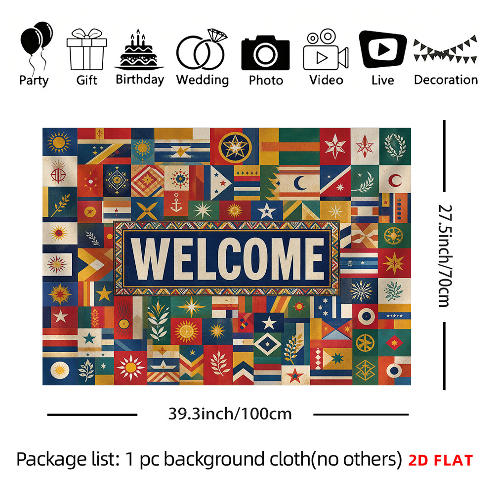 TEMU 2d Flat - 2d Flat - 2d Flat Print 1pc Tapestry World Flags Welcome Wall Hanging Decor For Living Room Bedroom Halloween Wall Hanging For Living
