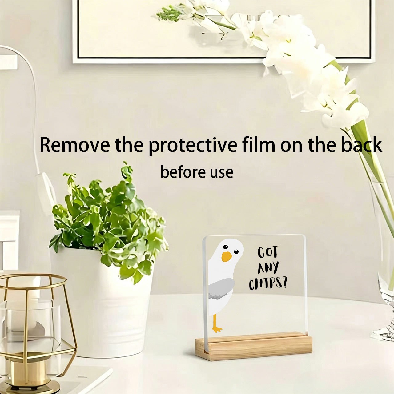TEMU 1pc Cartoon Seagull Standing Figure For Desktop Decoration, Suitable For Work, Office Desk Decor, Paperweight, Study, Bar Countertop Display.