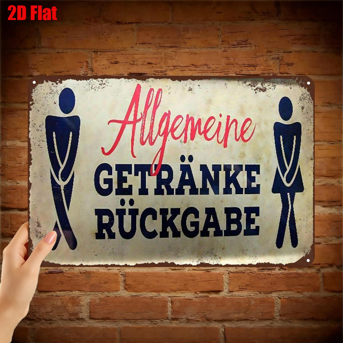 TEMU 2D Flach ., Vintage Deutschlandschild "Allgemeine Getränke zurückgeben" - Rustikale Blechkunst für dekorative 8X12 Zoll