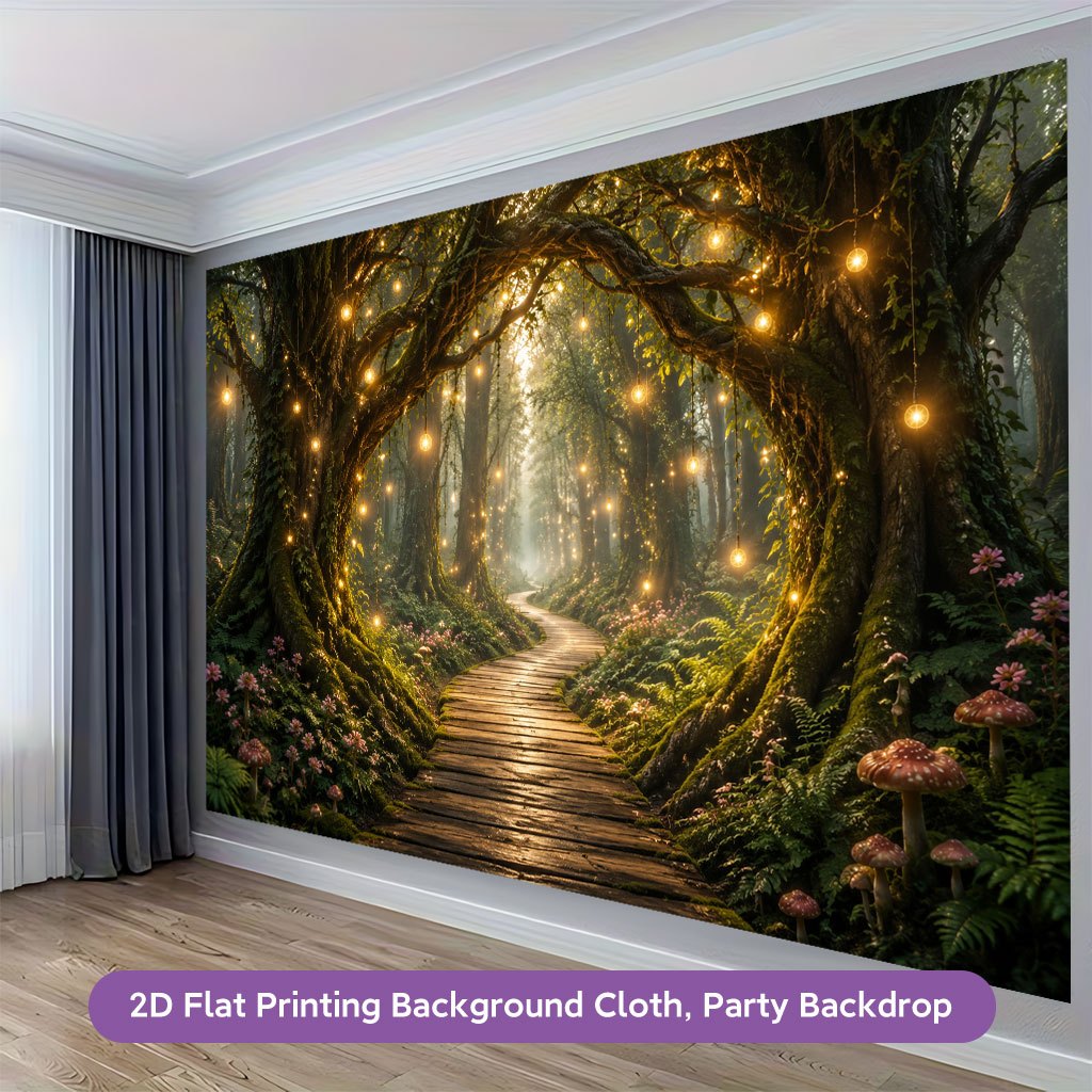 Enchanted Forest Pathway Background Cloth Banner