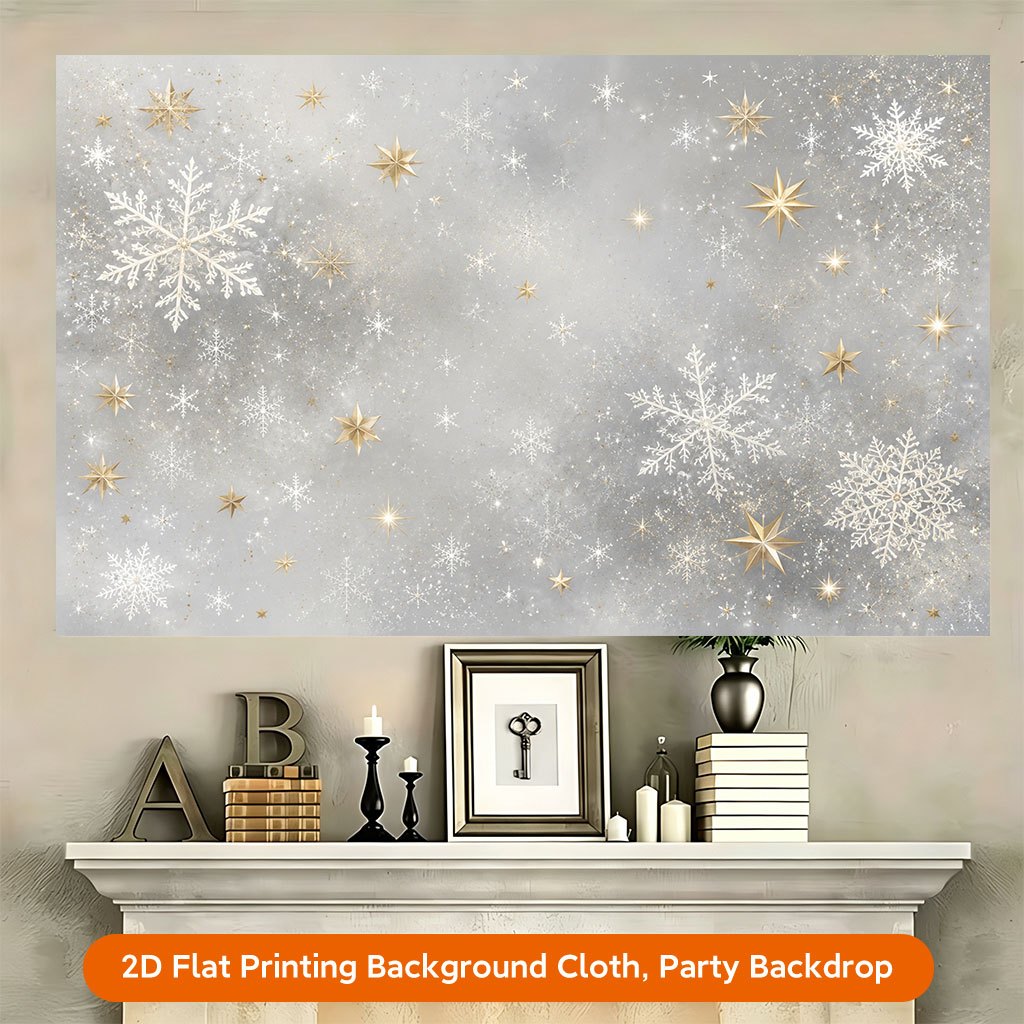 Snowflakes And Stars Glittering Background Cloth Banner
