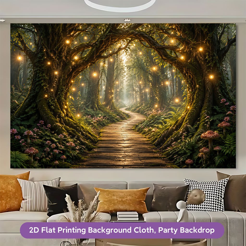 Enchanted Forest Pathway Background Cloth Banner