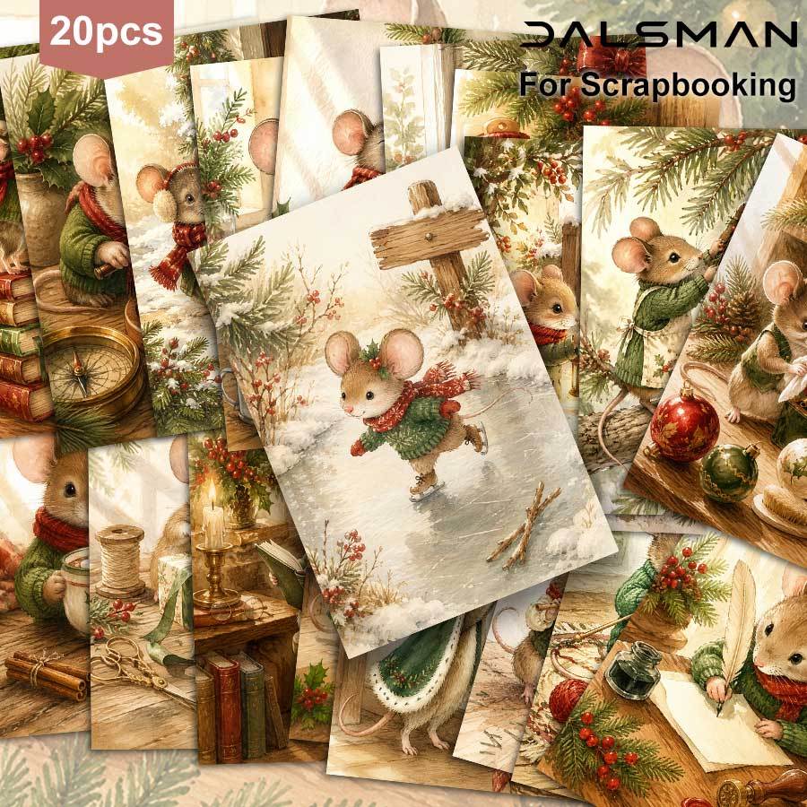 TEMU Lot de 20 cartes postales vintage de souris de Noël pour vœux de fêtes et décoration d'intérieur, pour amis et famille DALSMAN