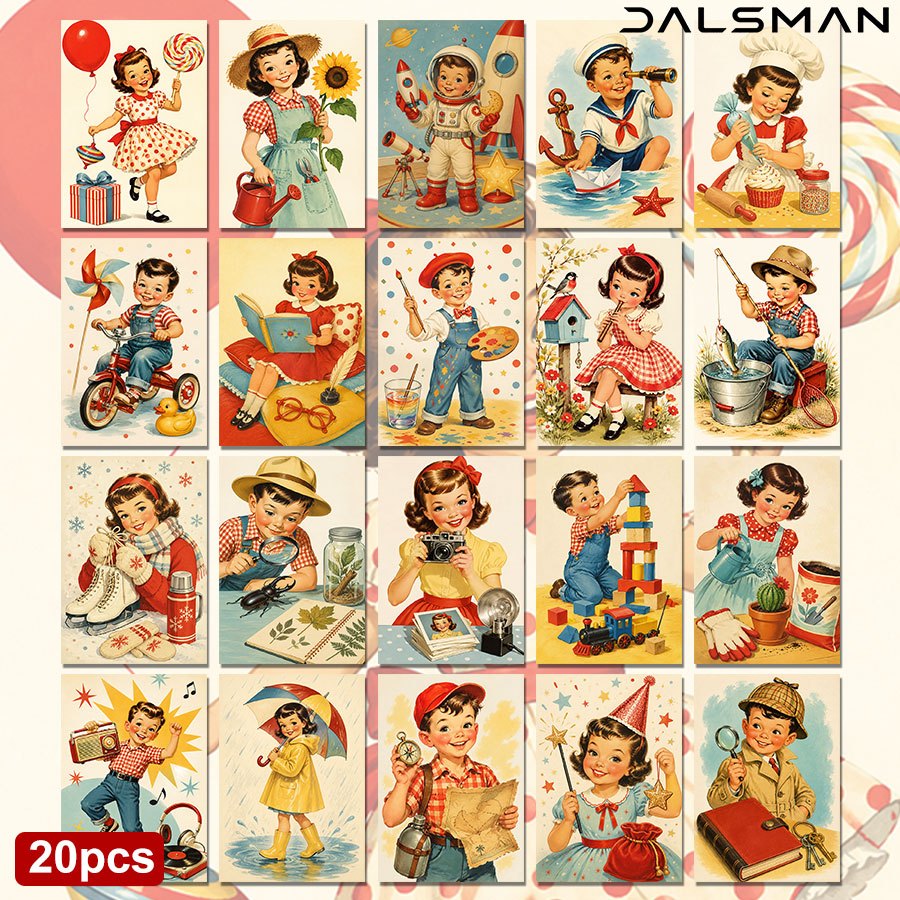 TEMU 20-Pack Vintage Postkaarten Set Retro Esthetische Stationery Kaarten voor Vrienden Verjaardag Wens en Huisdecoratie Collectie DALSMAN