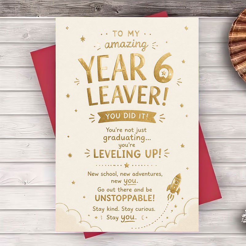 TEMU 1pc Envelope And 1pc Greeting Card Graduation Greeting Card For Year 6 Middle School Success Celebration Card For Students Finishing Primary