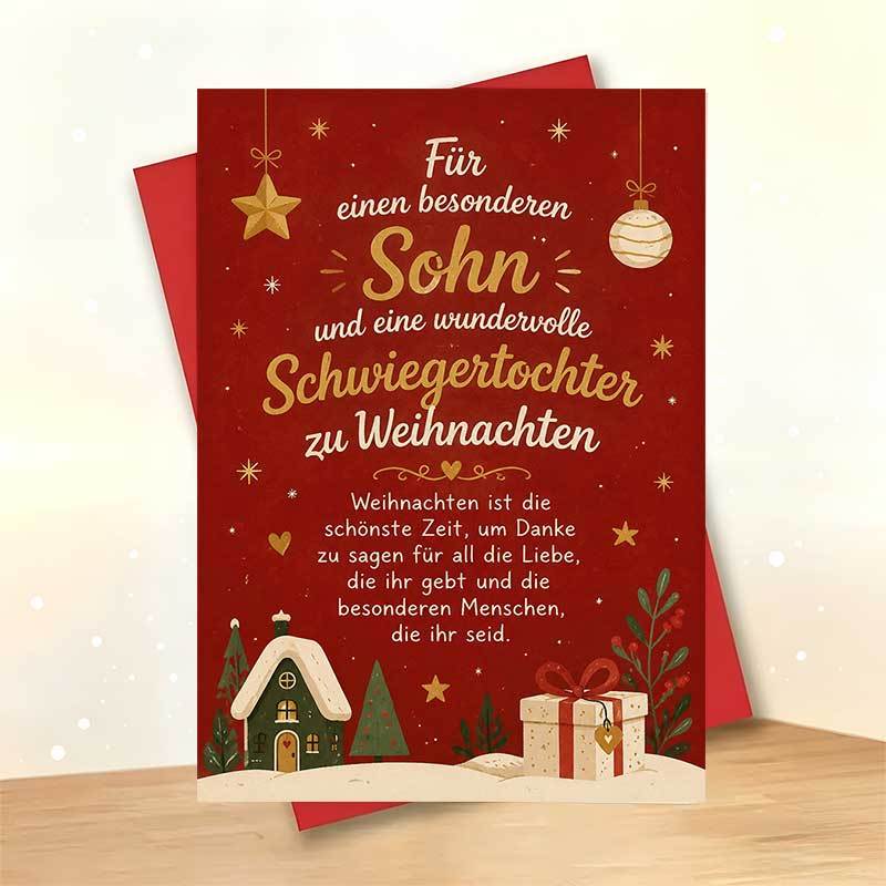 TEMU 1 Greeting Card + 1 Envelope Warm Festive Christmas Greeting Card, Snowy House And Gift " Holiday Wishes", For In Law, Christmas Elegant