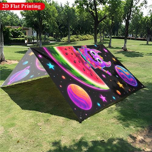 2d flat printing sunshade curtain 1pc colorful creatures on watermelon sunshade canopy lightweight polyester for courtyard beach camping picnics outdoor adventure sun shade storage poles not included