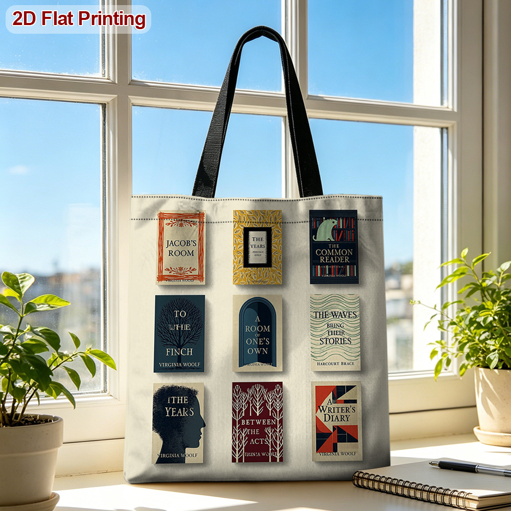 Artikelbild ukok   buchcover-tragetasche,   für den täglichen gebrauch, wiederverwendbare einkaufs- & tragetasche mit  - -autoren-aufdruck, handtasche für reisen – stilvolles minimalistisches buchmotiv, 2d flach