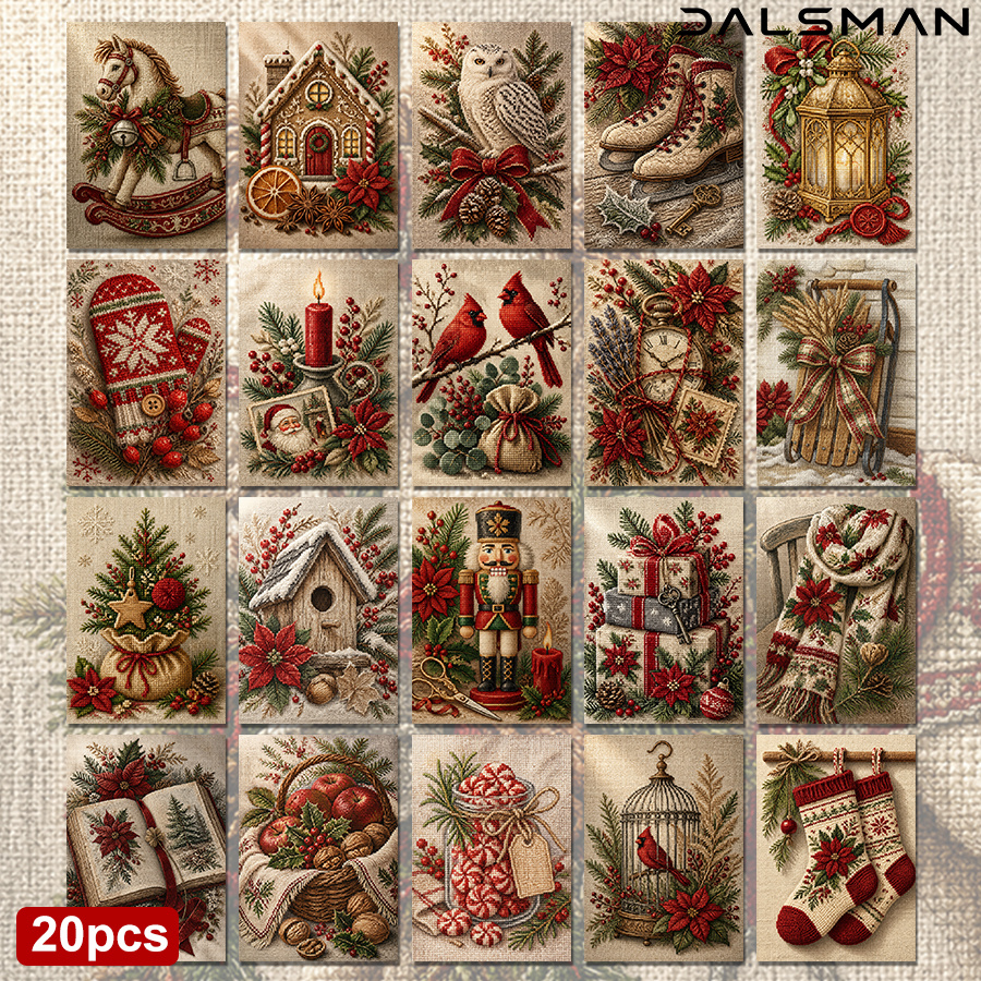 TEMU 20-pack Vintage Christmas Postcards Set For Holiday Greeting And Home Decor Collectible Art Cards For Seasonal Festive Stationery For Winter