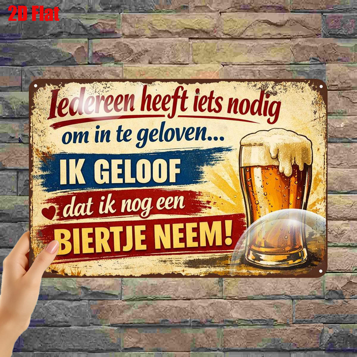 TEMU 2D Plat 1 stuk, " in iets: Ik dat ik een biertje zal hebben! - Vintage Nederlands Bier Metalen Bord Kunst" 8 X 12 Inch