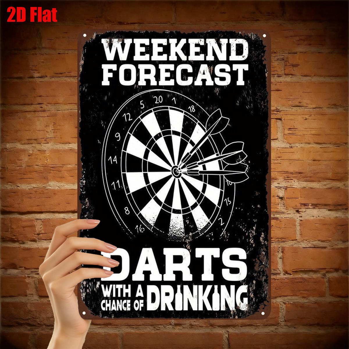 TEMU 2d Flat 1pc, Weekend Forecast: Darts With A Of Drinking – Art Wall Decor 8x12 Inch