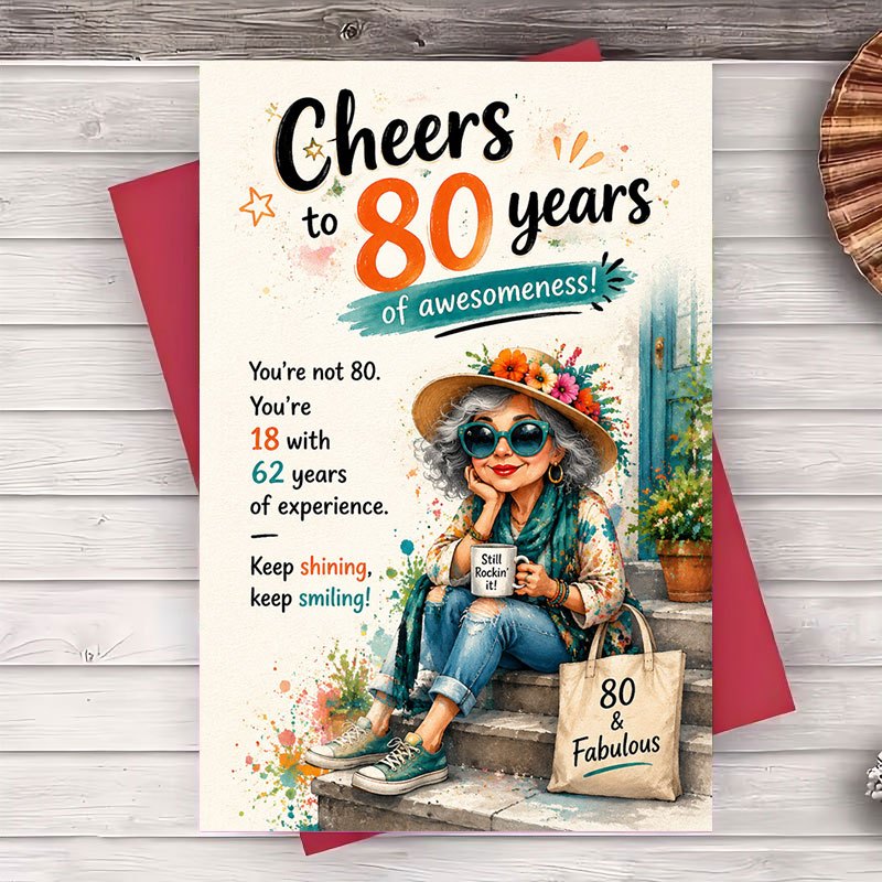 TEMU 1pc Envelope And 1pc Greeting Card 80th Birthday Greeting Card For Women Funny 80 Years Old Milestone Celebration Gift For Grandma Mom Aunt