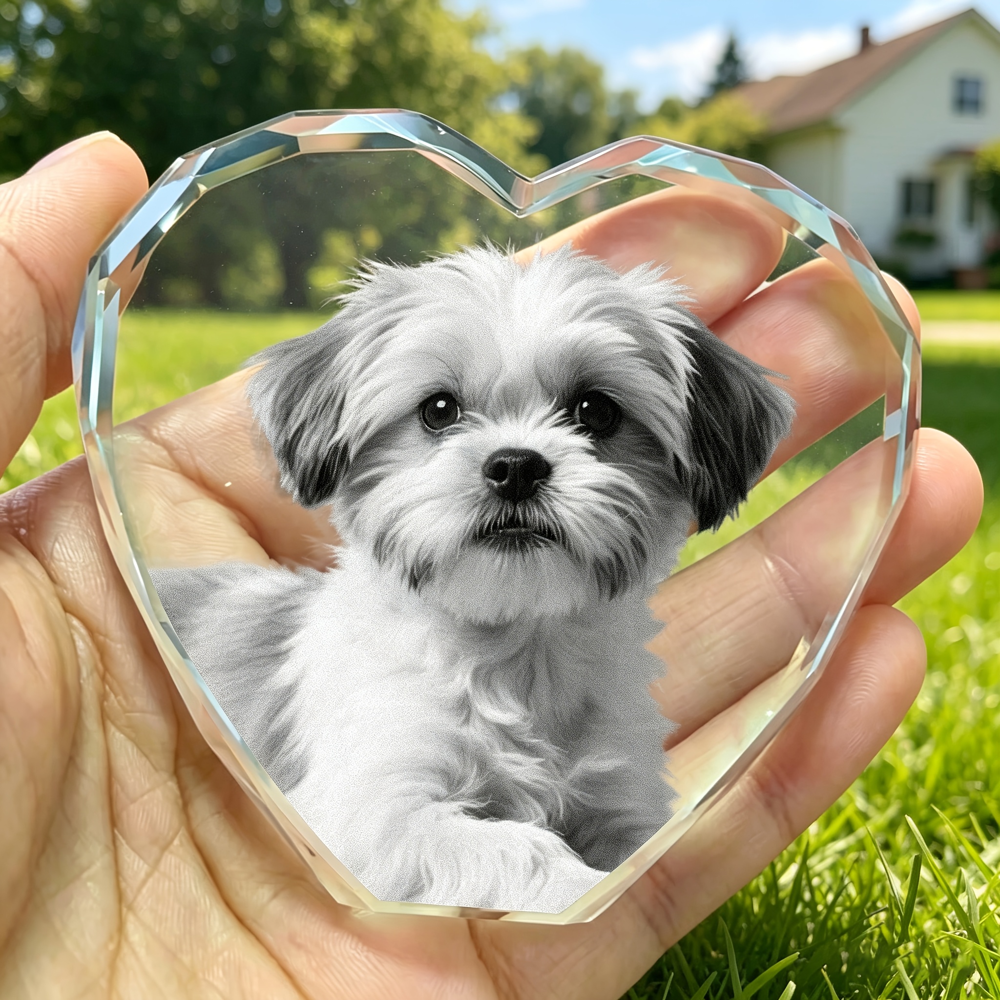 TEMU Custom Heart-shaped With Engraved Design. Supports Engraving Photos Of Pets, Family, , And . Ideal As A Mother's Day Gift, Birthday Present, Or