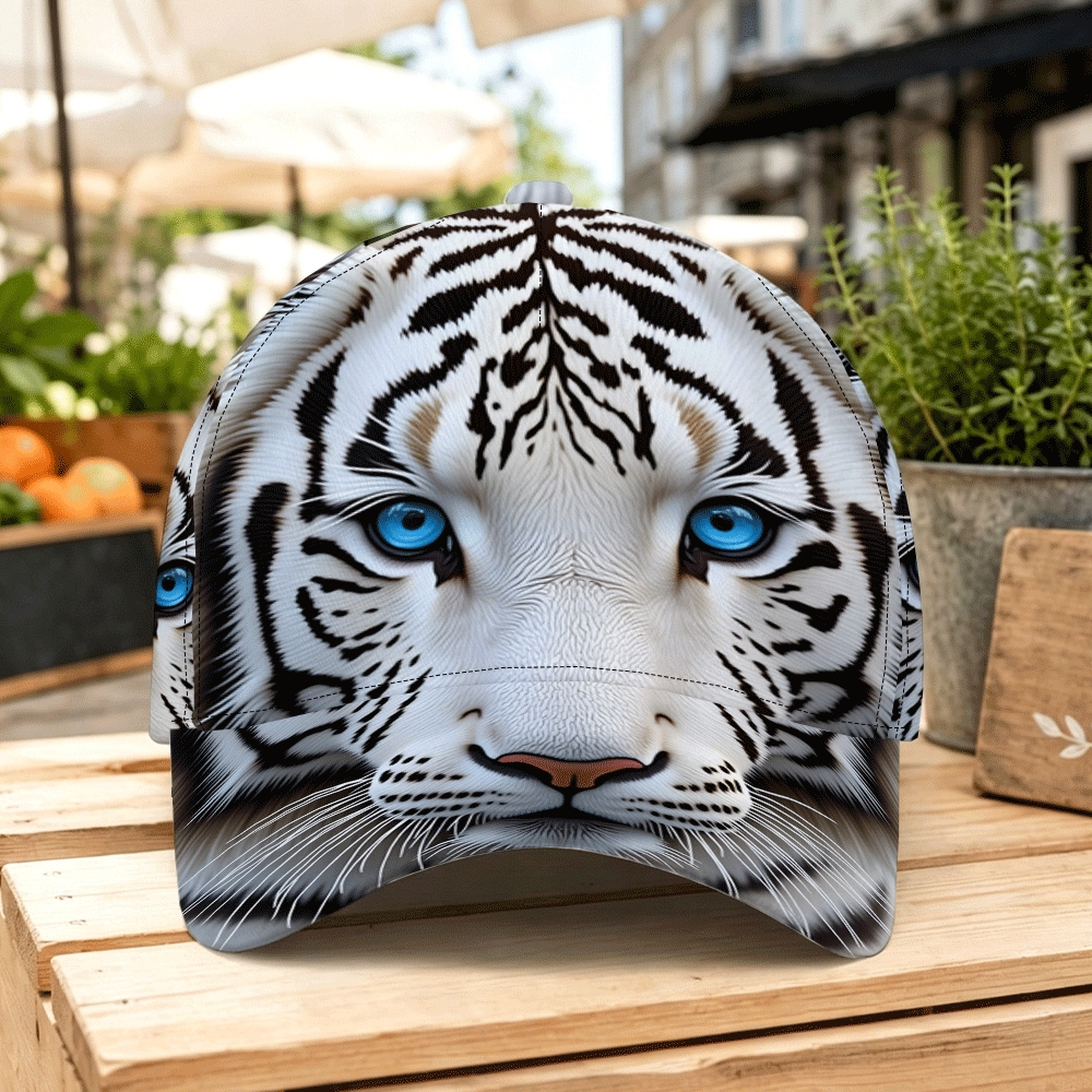 TEMU 1pc, Realistic Tiger 2d Flat Pattern Printed Baseball , Fashionable Trendy Versatile Sunshade Hat, , Lightweight, Ventilated, Breathable, 100%