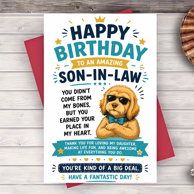 TEMU 1pc Envelope And 1pc Greeting Card Happy Birthday Greeting Card For Amazing Son-in-law Funny For Birthday Celebration Gift From Mother-in-law Or