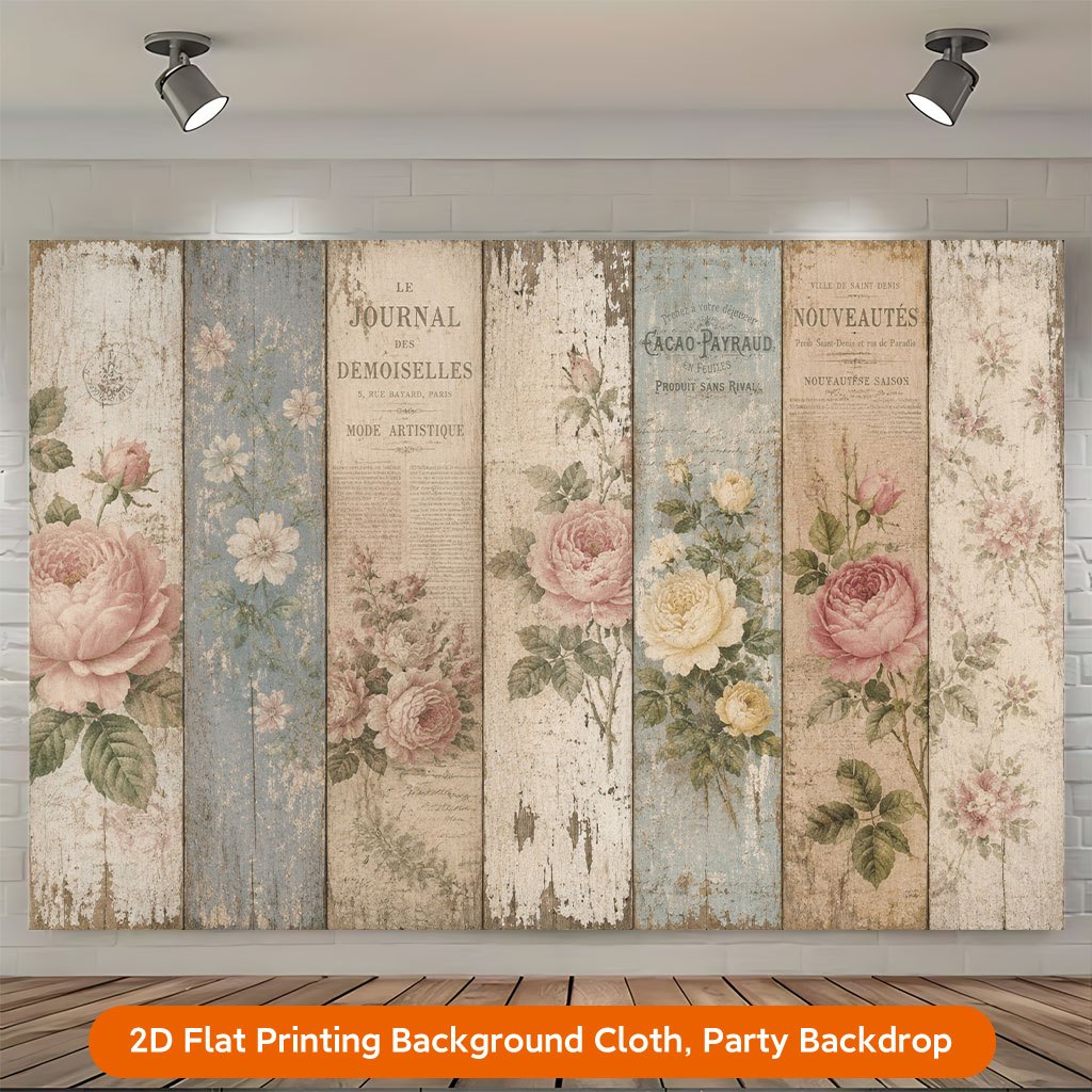 TEMU 2d Flat, 1pc Vintage & Wood Horizontal Banner - Panel Suitable For Home Wall Decor, Party Backdrop, Photography Background, Durable Decoration