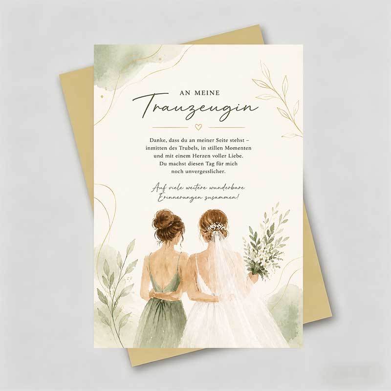 TEMU 1 Greeting Card + 1 Envelope. Elegant Wedding Greeting Card Featuring 2 Women With "thank You For Being ." Suitable For Bridesmaids, Wedding Day