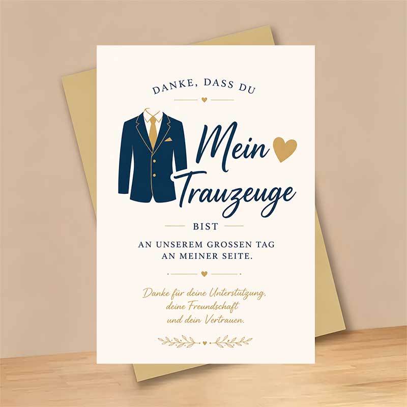 TEMU 1 Greeting Card And 1 Envelope Elegant Wedding Greeting Card, Suit Illustration With Text Mein Trauzeuge, For Best Man, Wedding Day, Minimalist