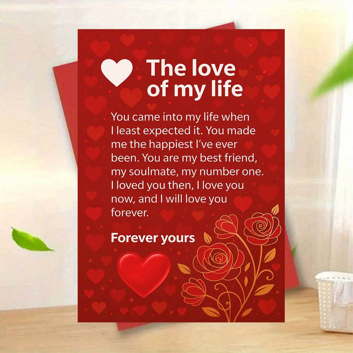 TEMU 1pc 's Day Love Greeting Card, "the ," Featuring A Red Heart And Roses As The Background, Telling A , Suitable For To A One. Includes Card +