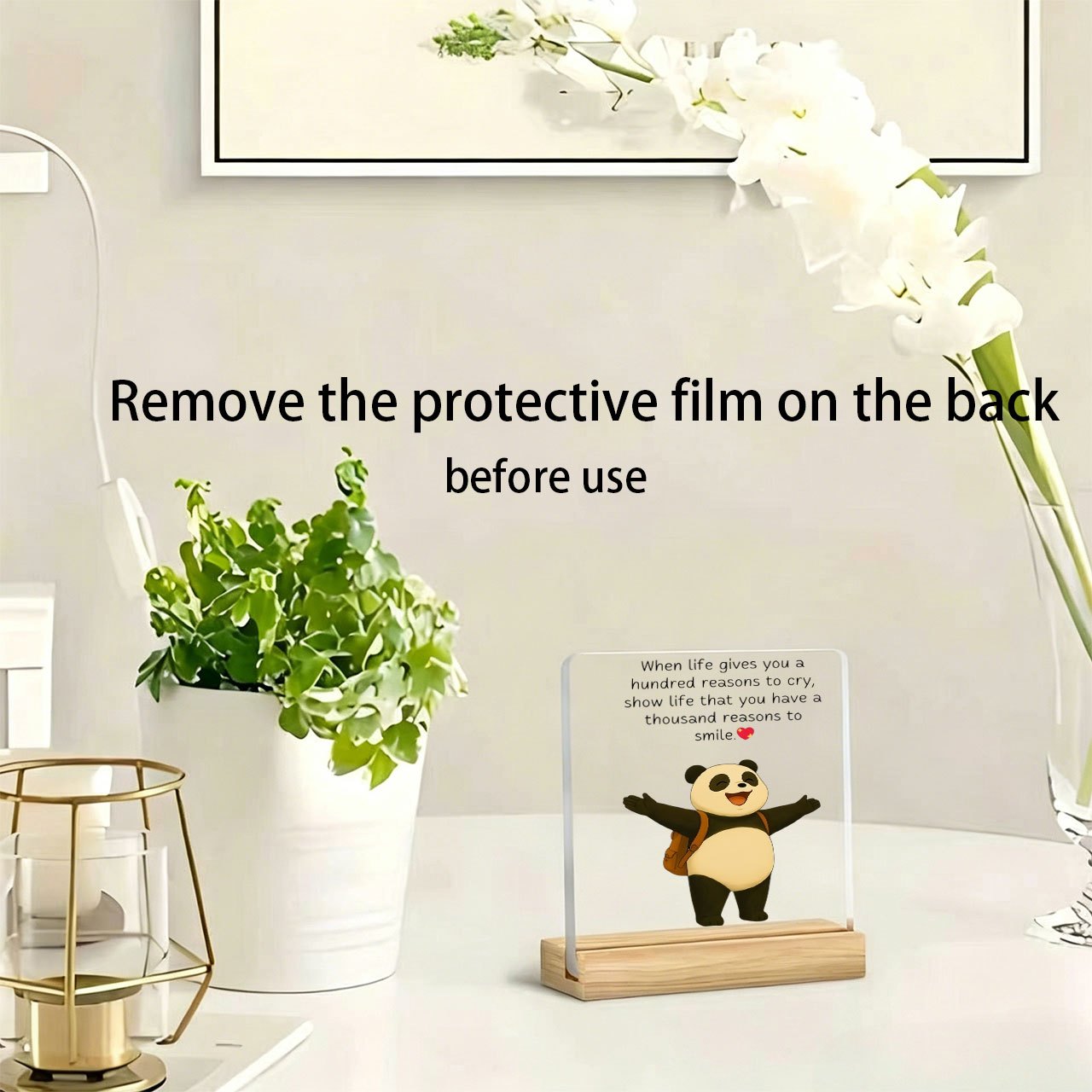 TEMU 2d Flat, 1pc Panda With Backpack Desk Decor - Cute Panda Holding & Paperweight Suitable For Office, Study, Bar Counter Display, Birthday Gifts,
