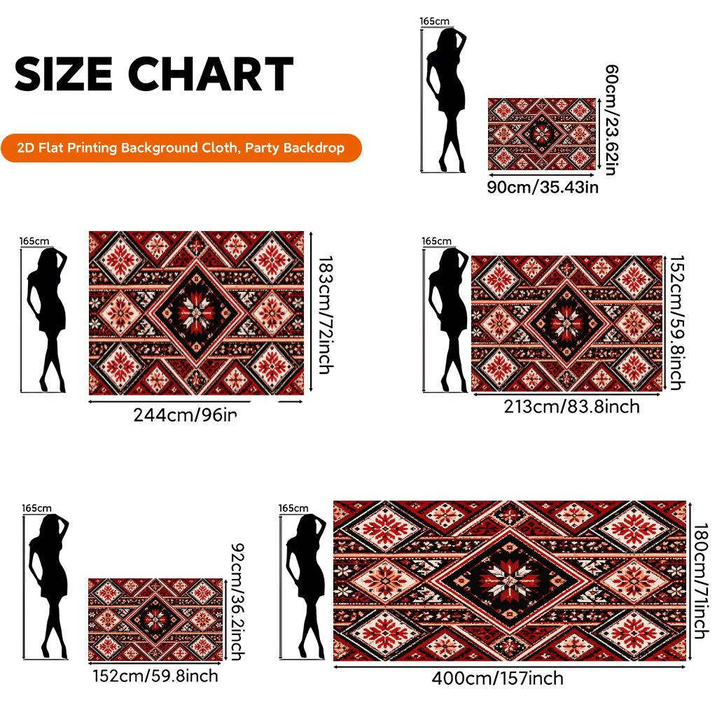 TEMU Bannière de fond imprimée 2D plate, 2D plate - 2D plate - 2D plate, 1 pièce, tissu de fond à motif géométrique traditionnel , tissu en polyester
