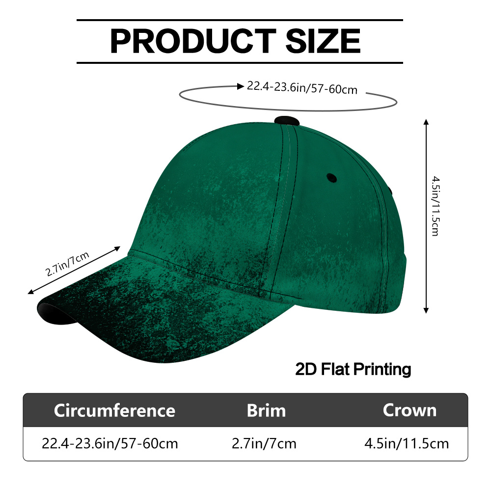 TEMU 1pc 2d Flat Printing Green And Black Gradient Pattern Baseball Cap - Stylish Duckbill Hat, Ideal For Daily Wear, Comfortable Adjustable Design,