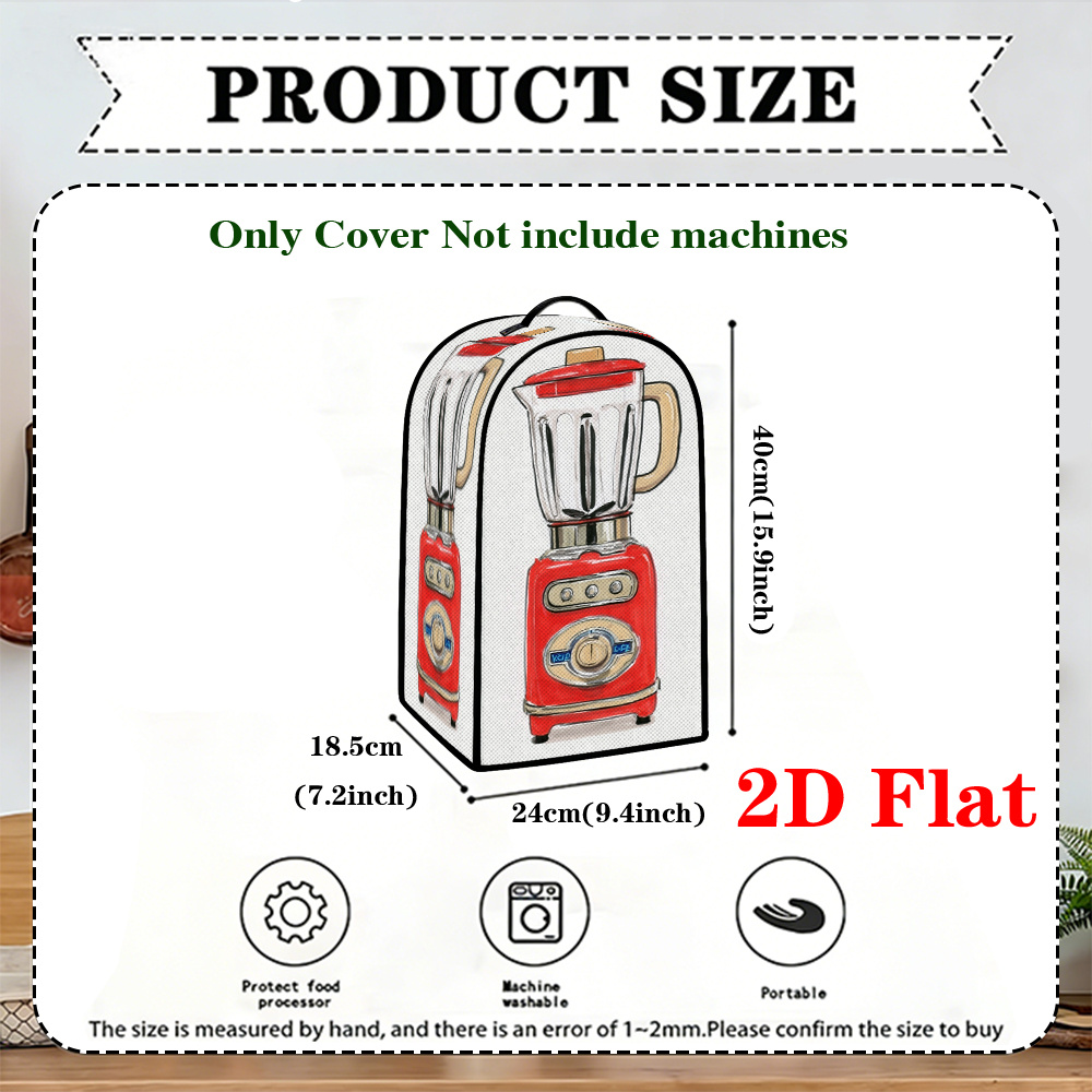 TEMU 2d Flat, 1pc Red Blender Illustration(5) Pattern Blender Cover, Food Mixer Cover With Top Handle, Decorative For Portable & Reusable, Kitchen