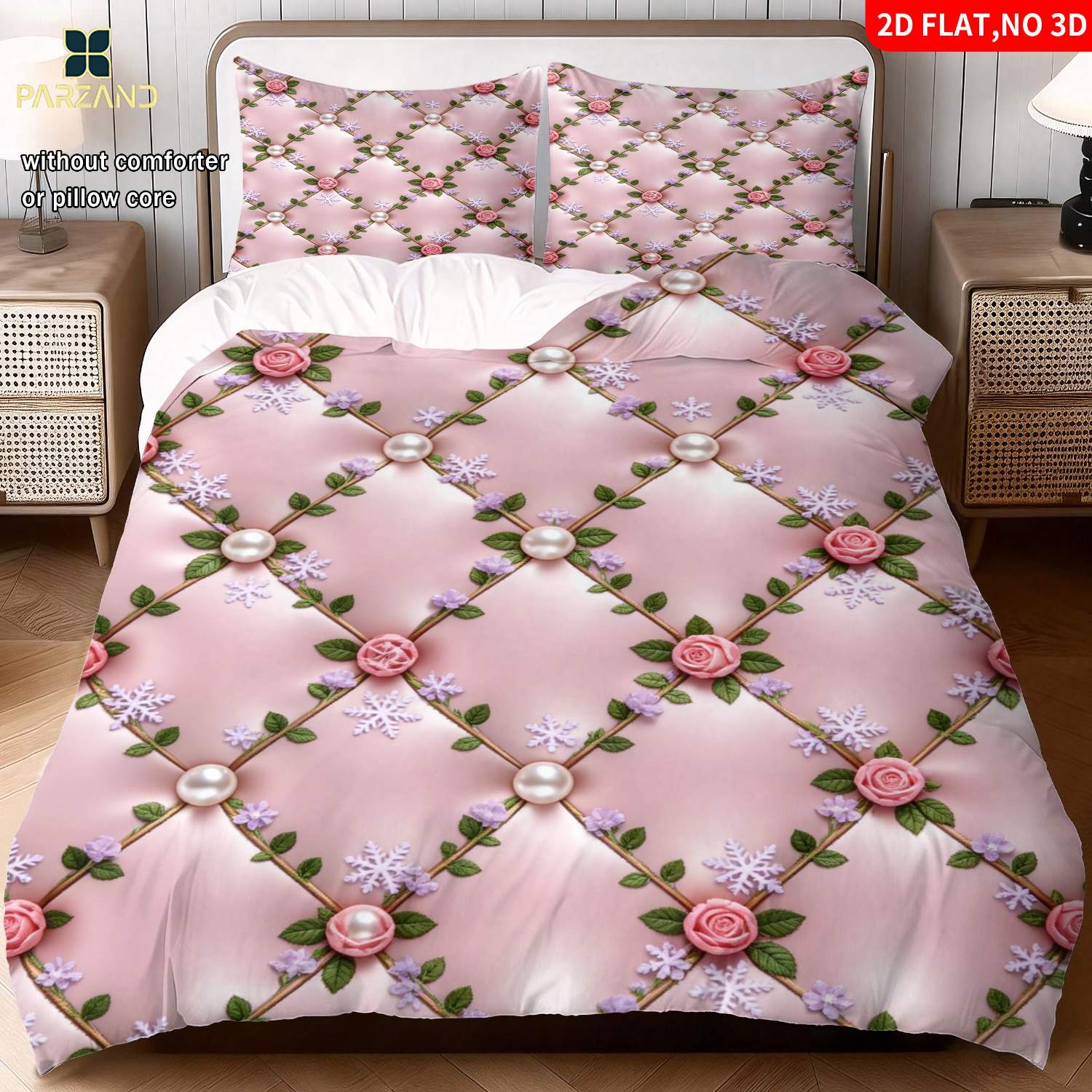 item picture 2d flat 2 3pcs printing diamond quilt   for bedroom decor bedding quilt cover pillowcases 1 duvet cover 1 2 pillowcases without core 2d flat