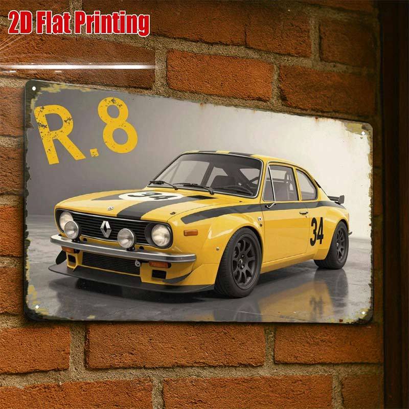 TEMU 2d Flat - 2d-flat, 1pc R8 Vintage Racing Car Model, Creative Tin Sign Garage Decoration, Lettering, High-, Home Decorators, 2d Flat, Perfect For