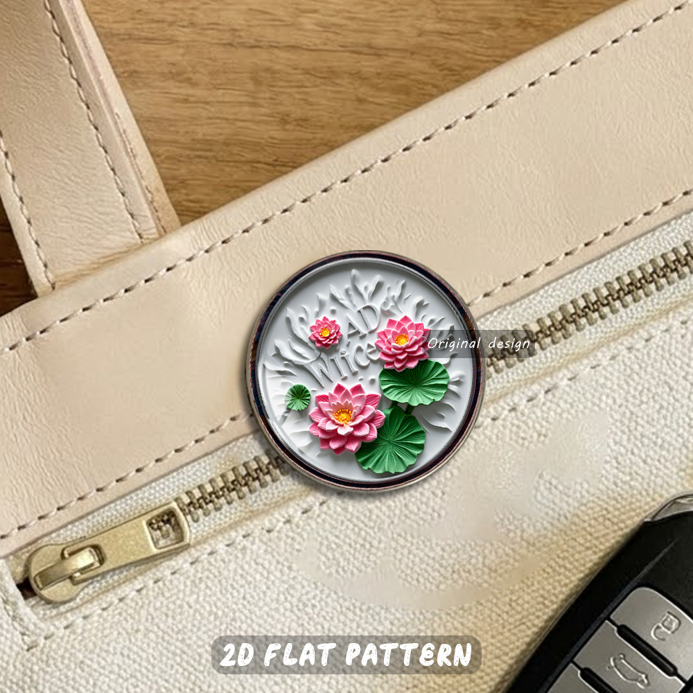 Three-Dimensional Embossed Lotus Brooch with Elegant Pink Design