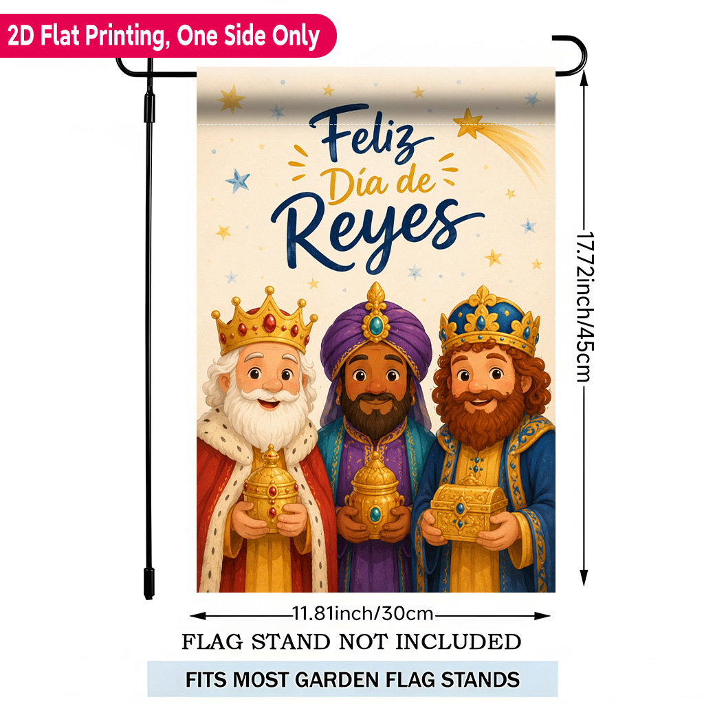 TEMU 2d Flat, 2d Flat Printing Garden Flag 1pc, Day Scene Polyester Garden Flag, Single-side Printing, Flags Are Suitable For Families, Yards,