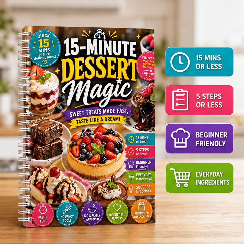TEMU - Desserts No Fancy Tools Needed 1 Book 15 Minute Recipe Book For Home Kitchen Beginner Baking Everyday Use