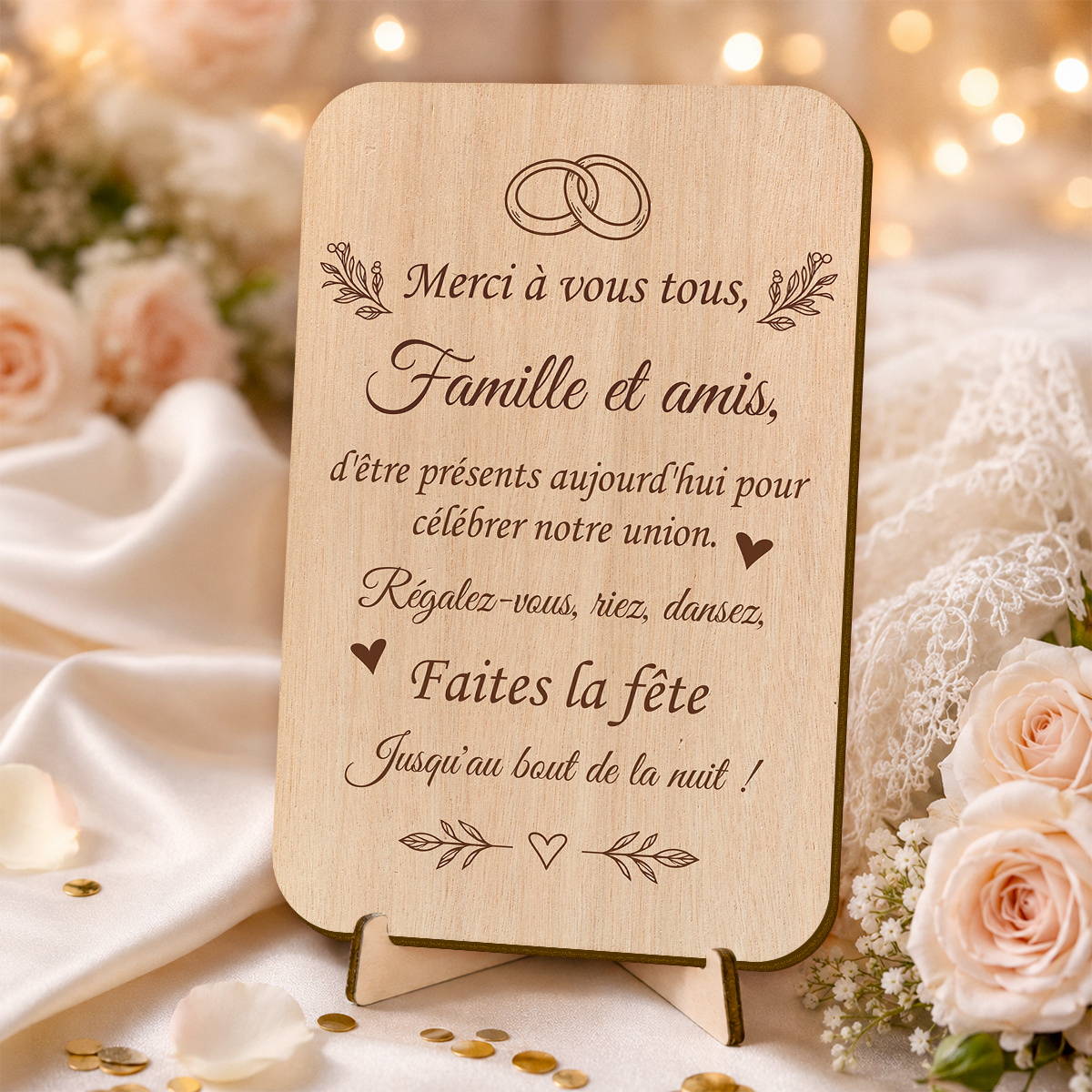 TEMU Panneau d'invitation en bois pour réception de mariage, panneau autoportant, décoration de mariage, 8.66 X 5.91 pouces