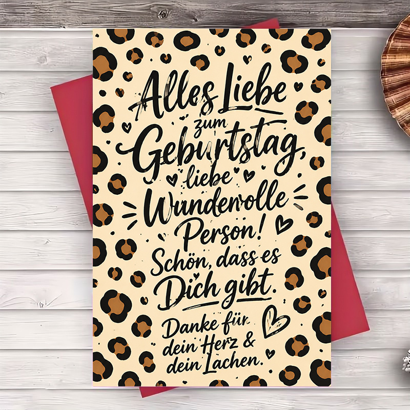 TEMU 1pc Envelope And 1pc Funny Greeting Card Leopard Print Birthday Greeting Card For Her Elegant Birthday Wishes For Wife Girlfriend Or Best Friend