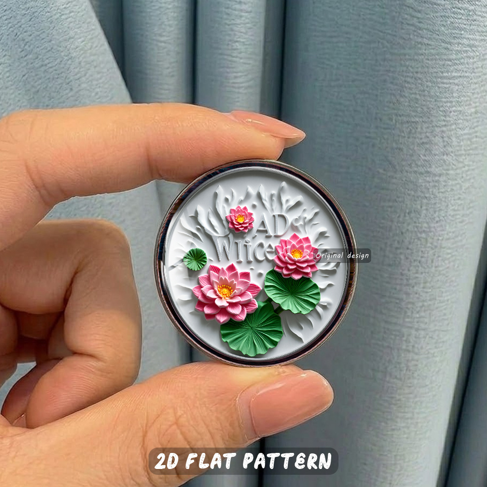 Three-Dimensional Embossed Lotus Brooch with Elegant Pink Design
