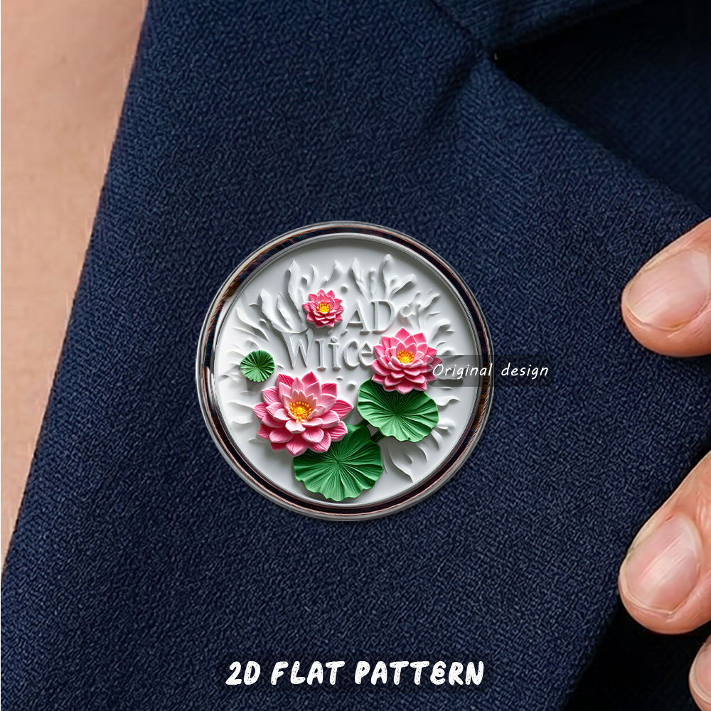 Three-Dimensional Embossed Lotus Brooch with Elegant Pink Design