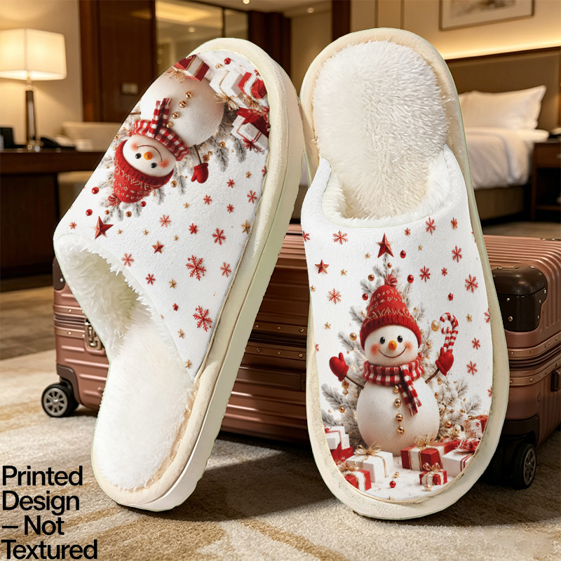 TEMU ["Design Imprimé - Non Texturé] Pantoufles de Noël Motif de Neige de Neige Unisexe Mode Intérieur/Extérieur, pour Cadeaux d'Anniversaire,