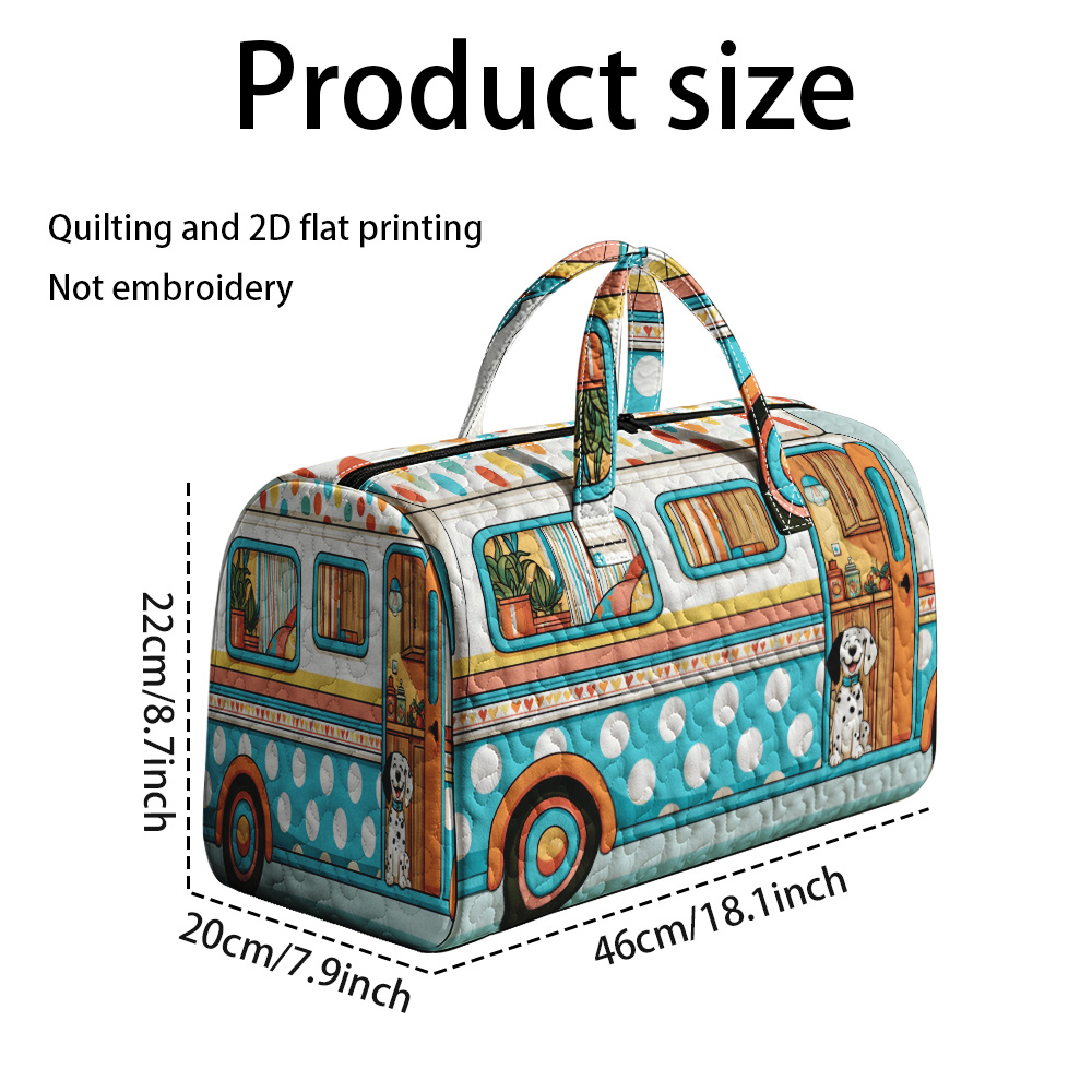 TEMU 2d Flat Printing 1pc, Reusable Colorful With Dog Inside Quilted Tote Handbag, Travel Bag, Unisex, Decorative For Travel, Gym, Beach & Camping,