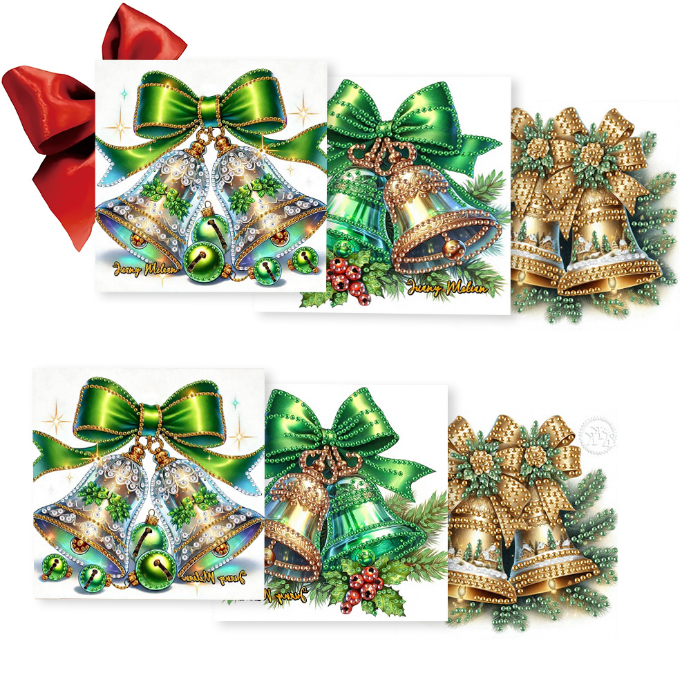 TEMU 6pcs Set 15.0 X 30.0 Cm / 5.9 X Inches Diamond Painting Cartoon Christmas Greeting Card Invitation, Colored Paper For Painting And Writing,