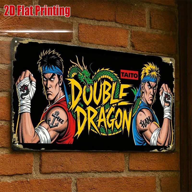 8Cddac40-215B-4D4D-A5B1-1Cee7Ab0F1Cb_800X800.Jpeg double dragon retro game art print, kreatives blechschild garagen dekoration