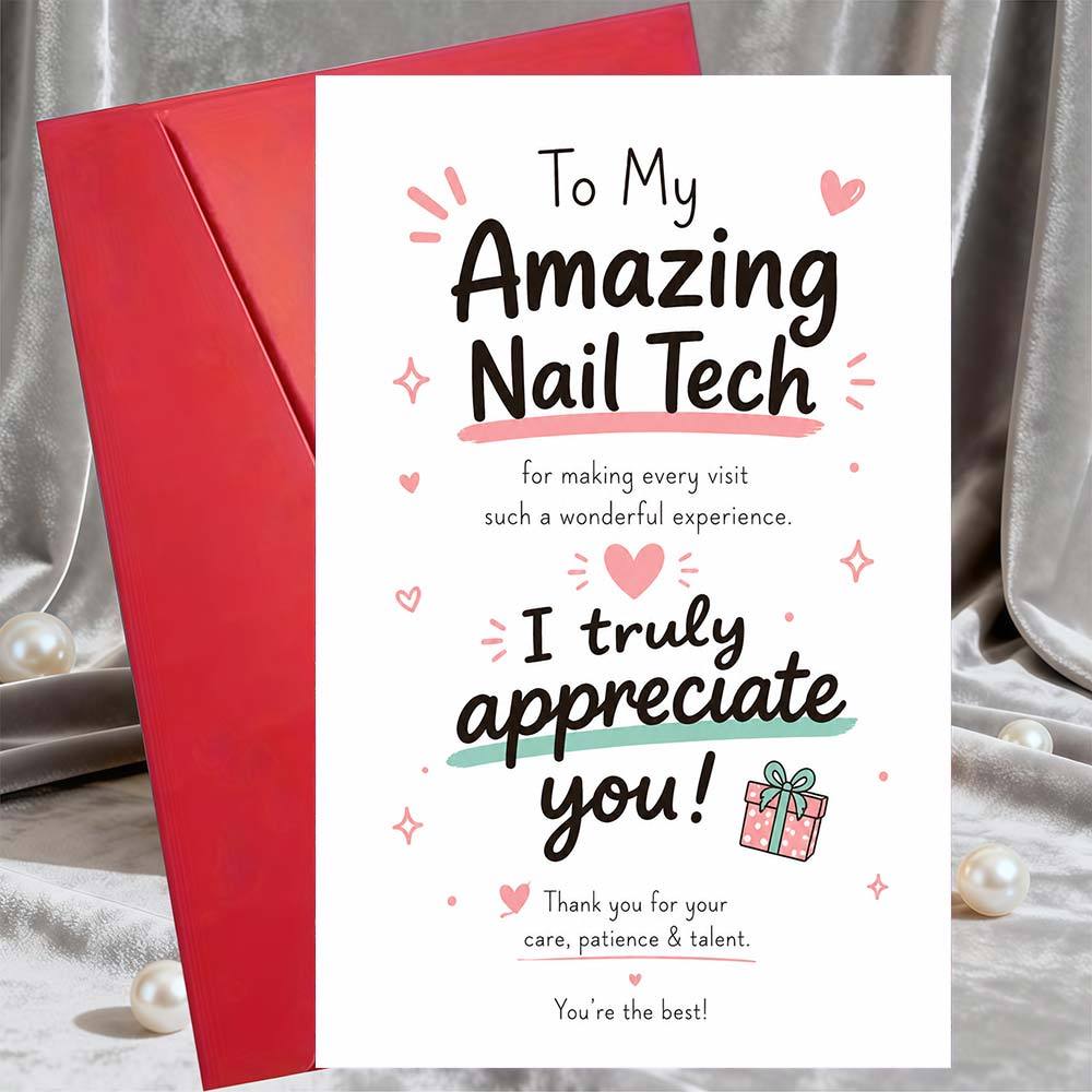 TEMU 1 Greeting Card And 1 Envelope Thank You Greeting Card For Nail Tech Appreciation Gift For Manicurist Salon Staff Gratitude Note For Nail Artist