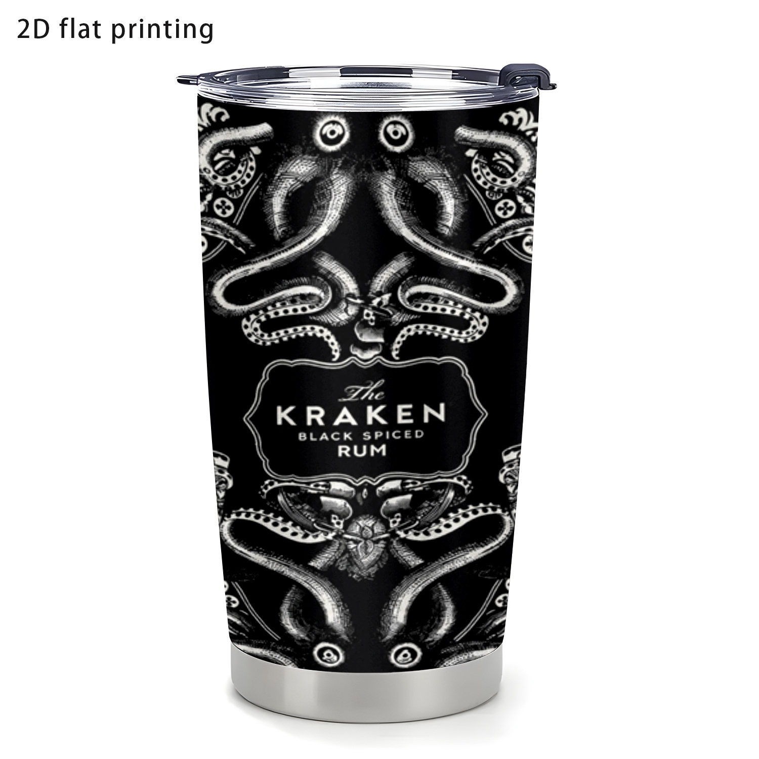 TEMU 1pc 20oz Coffee Stainless Steel Tumbler, Leak-proof, Fits Car & Daily Use, Gift Idea, Black Rum Theme