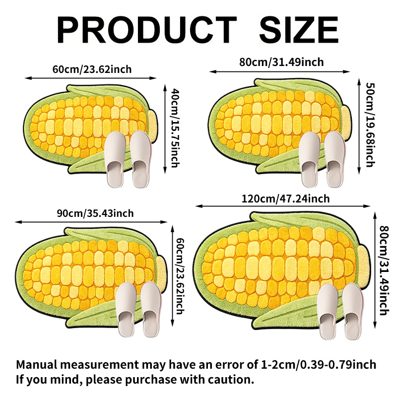 TEMU 2d Flat, Cartoon Corn-shaped Doormat, Welcome Mat, Suitable For Living Room, Bedroom, Room, Kitchen, Carpet, Courtyard Rug, Indoor/outdoor