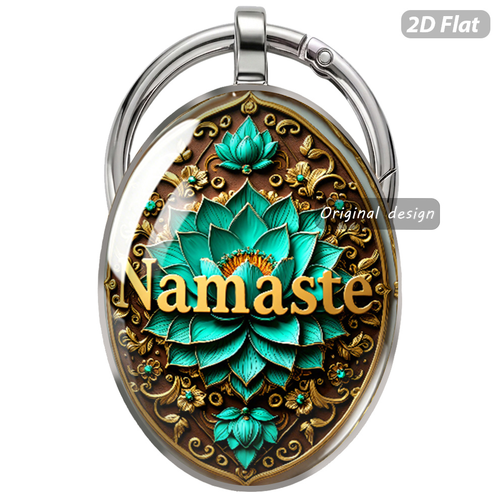 3pcs Namaste Lotus Theme Exquisite Keychains, Luxurious Gift