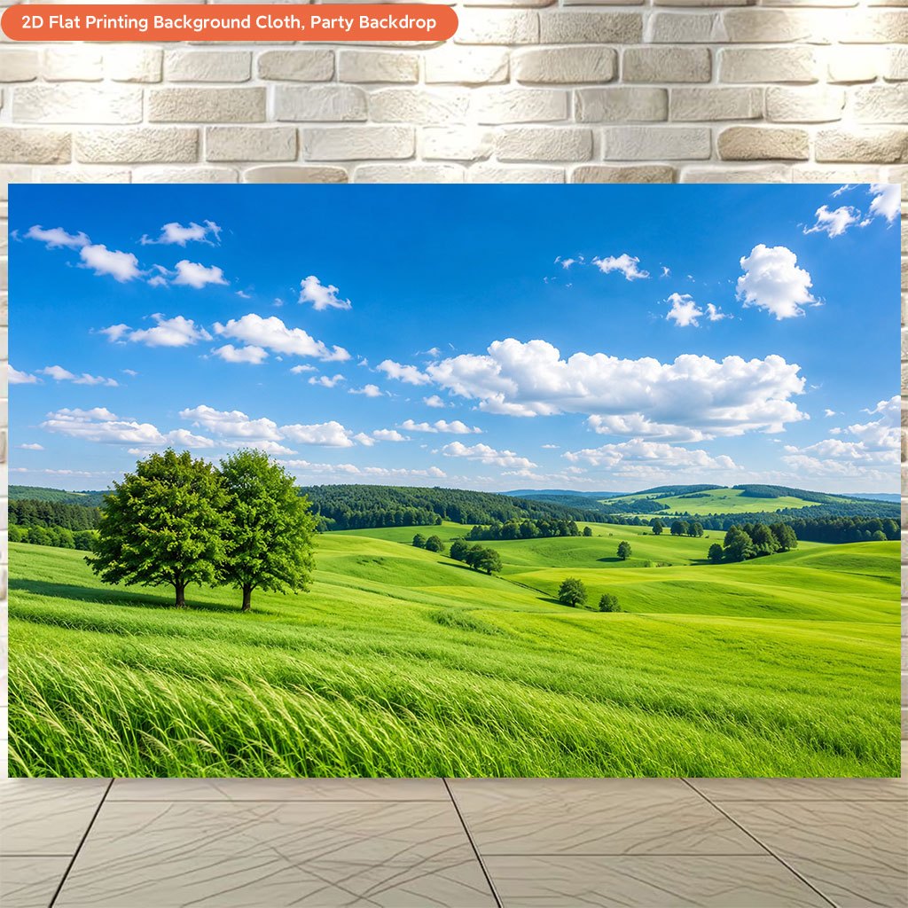 1pc Green Field Backdrop Banner, Indoor/Outdoor Events
