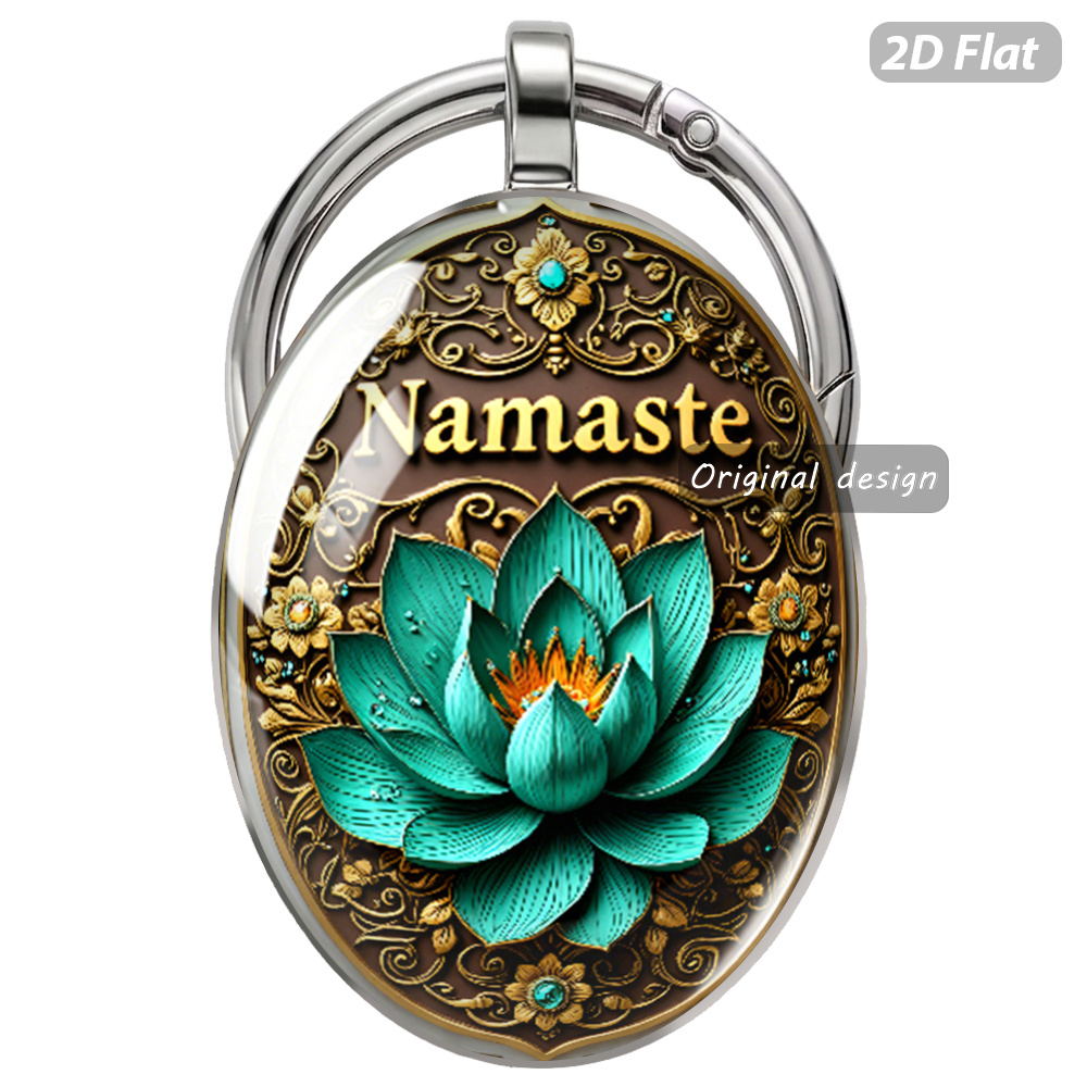 3pcs Namaste Lotus Theme Exquisite Keychains, Luxurious Gift